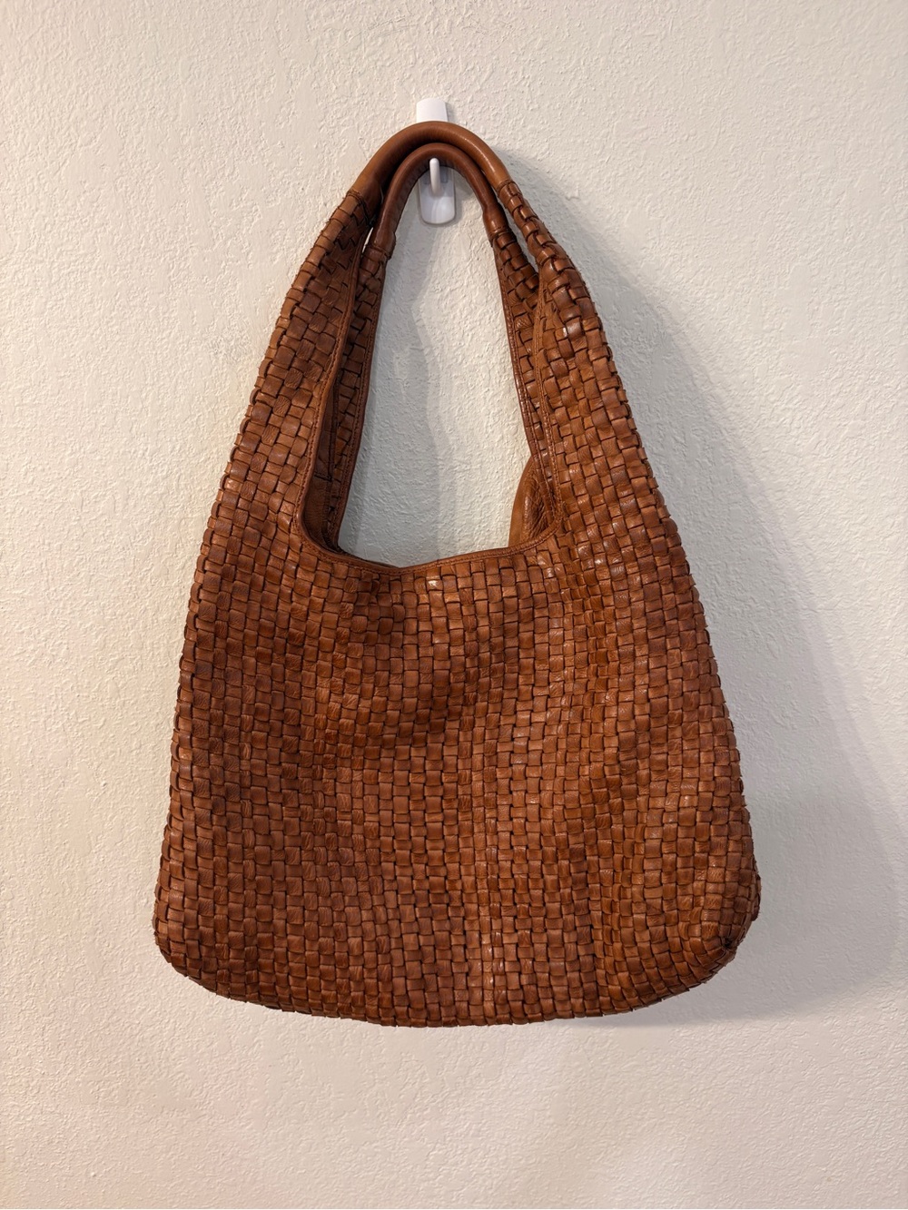 Vintage Artisans Woven Leather Hobo Shoulder Bag